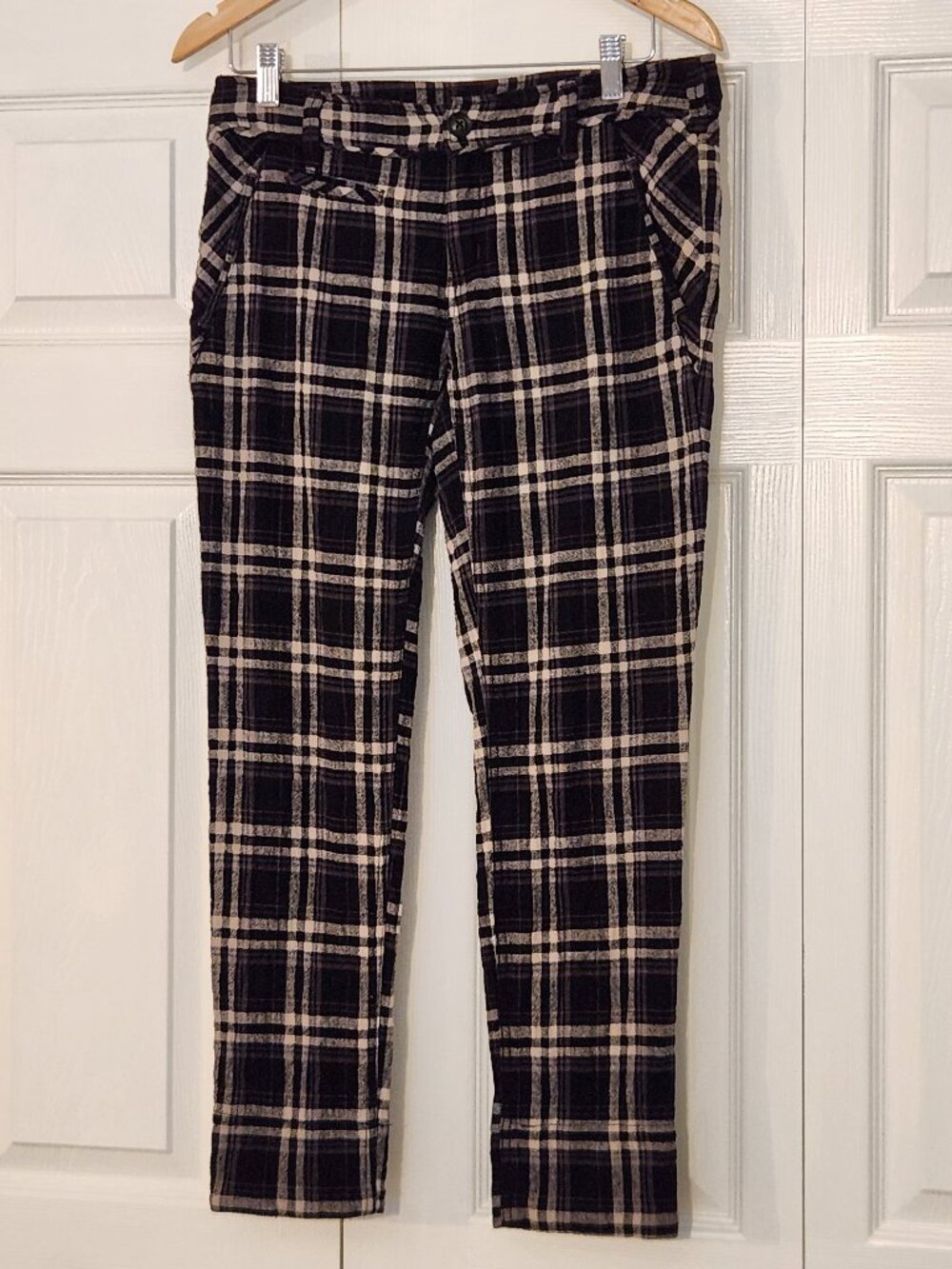 Free People Molly Carnaby Houndstooth Plaid Slim Fit Pants Cropped